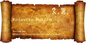 Kolovits Matild névjegykártya